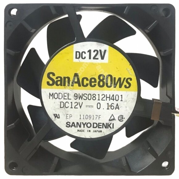 Sanyo Denki 9WS0812H401 DC 12V 0.16A Waterproof Axial Cooling Fan