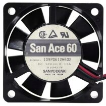 Sanyo Denki 109P0612W602 DC 12V 0.13A 2 Wires Axial Cooling Fan