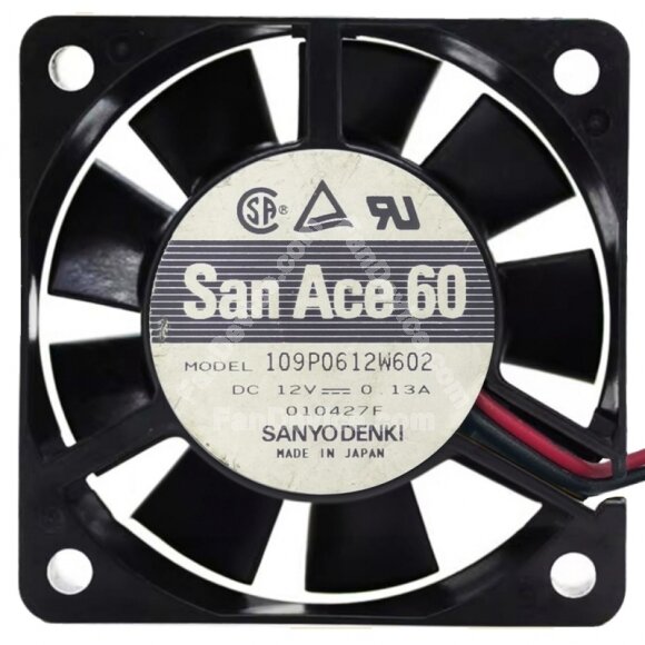 Sanyo Denki 109P0612W602 DC 12V 0.13A 2 Wires Axial Cooling Fan