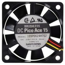 Sanyo Denki 109P0624H702 DC 24V 0.06A 6015 Brushless Axial Cooling Fan