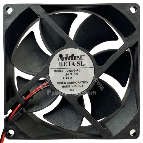 Nidec D09A-24PU DC 24V 0.14A 2 Wires Axial Cooling Fan