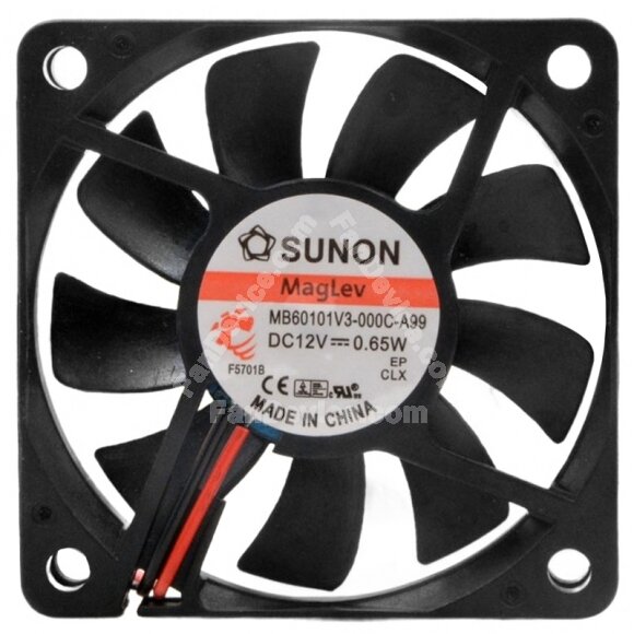 Sunon Maglev MB60101V3-000C-A99 DC 12V 0.65W 2 Wires Axial Cooling Fan
