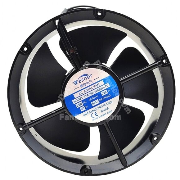 Tesoer TXA60S-220B2H-TC AC 230V 0.28A 40W Ball Bearing Axial Cooling Fan