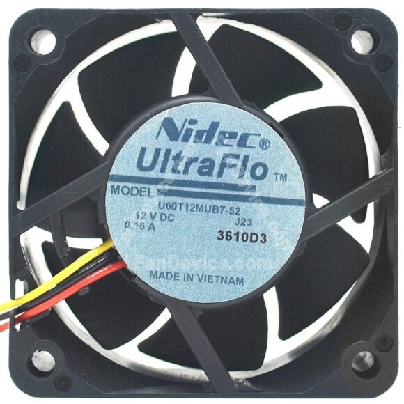 Nidec UltraFlo U60T12MUB7-52 DC 12V 0.16A 3 Wires Axial Cooling Fan