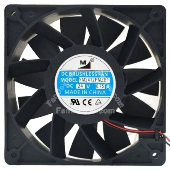 YM YM2412PMZB1 24V 0.75A 2 Wires DC Brushless Axial Cooling Fan