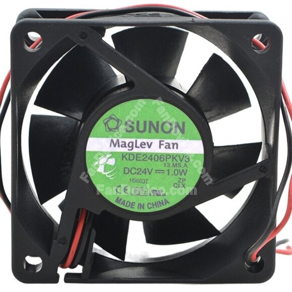 Sunon Maglev KDE2406PKV3 DC 24V 1.0W 2 Wires Axial Cooling Fan