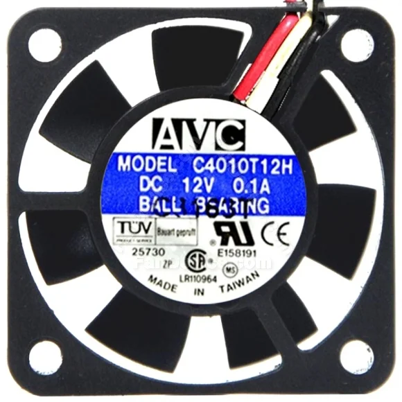 AVC C4010T12H DC 12V 0.1A 3 Wires Ball Bearing Axial Cooling Fan