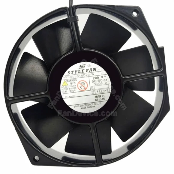 STYLE FAN S15D20-W AC 200V 33/30W 2 Wires Ball Bearing Cooling Fan