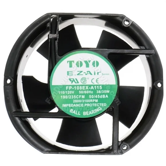 TOYO FP-108EX-A115 110/120V 38/35W 2 Wires Impedance Protected Cooling Fan