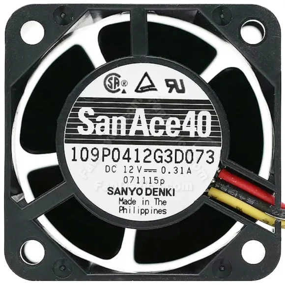 Sanyo 109P0412G3D073 12V 0.31A 3 Wires Axial Cooling Fan