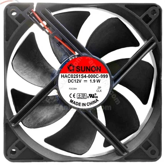 Sunon HAC0251S4-000C-999 DC 12V 1.9W 2 Wires Cooling Fan