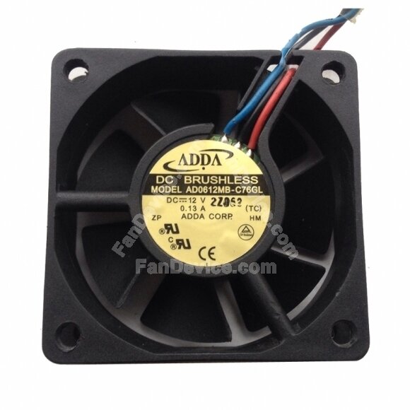ADDA AD0612MB-C76GL DC 12V 0.13A 3 Wires Axial Cooling Fan