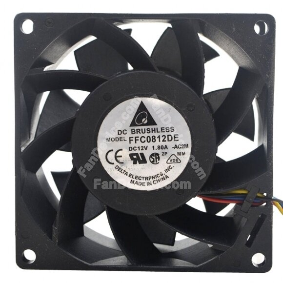 Delta FFC0812DE DC 12V 1.80A 2 Wires / 3 Wires / 4 Wires Axial Cooling Fan