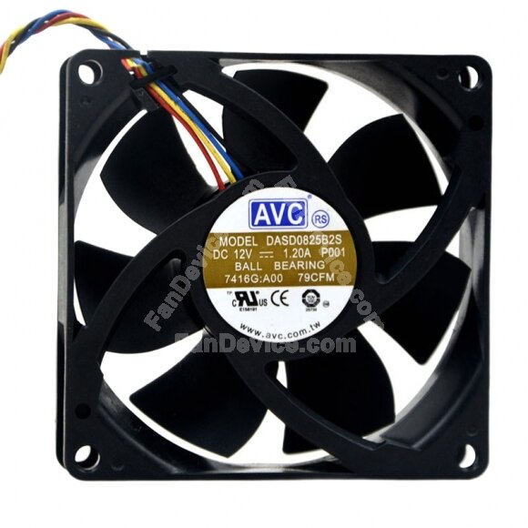 AVC DASD0825B2S DC 12V 1.20A 8025 Axial Ball Bearing Cooling Fan