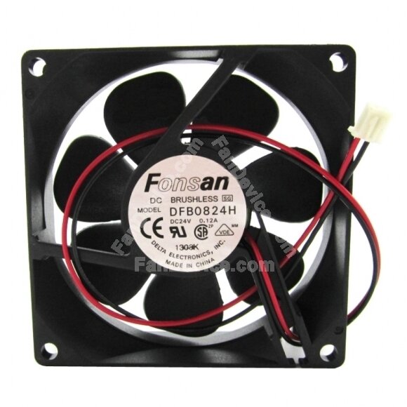 Delta DFB0824H DC 24V 0.12A 2 Wires Axial Cooling Fan