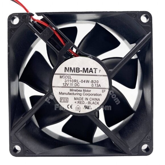 NMB 3110RL-04W-B20 DC 12V 0.13A 2 Wires Axial Cooling Fan