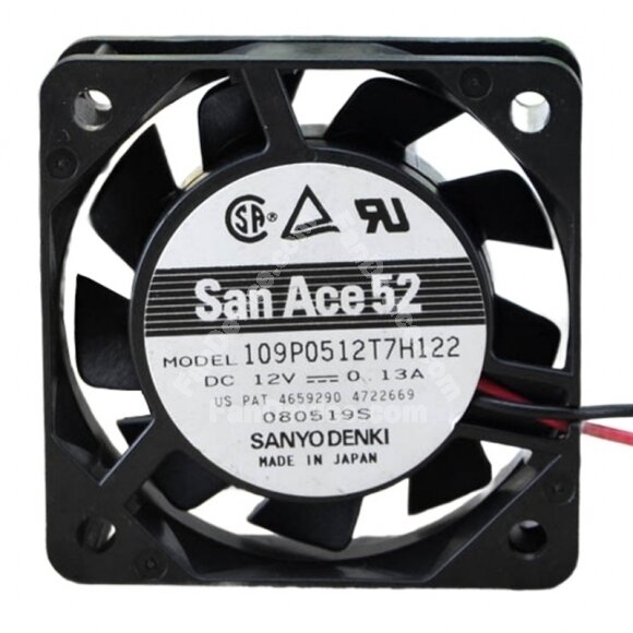 Sanyo Denki San Ace 52 109P0512T7H122 DC 12V 0.13A 2 Wires Axial Cooling Fan