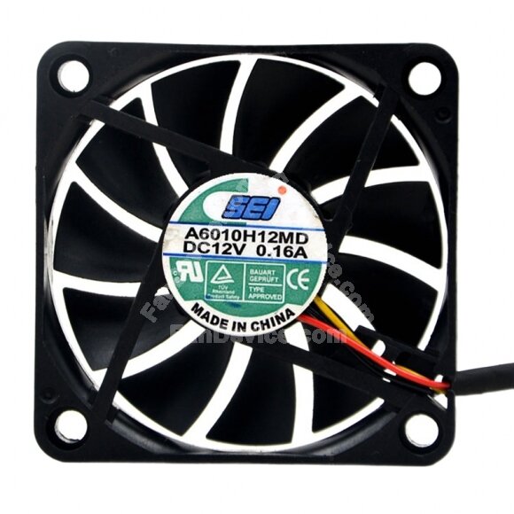 SEI A6010H12MD DC 12V 0.16A 6010 Axial Cooling Fan