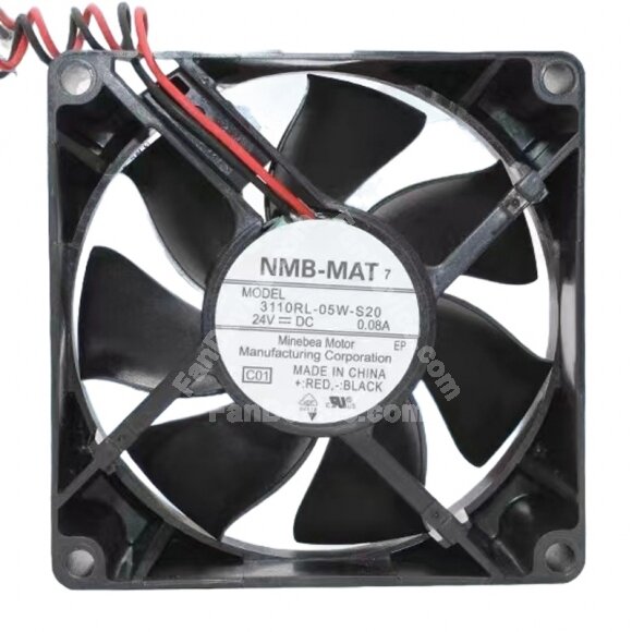NMB-MAT 3110RL-05W-S20 DC 24V 0.08A 8025 Axial Cooling Fan