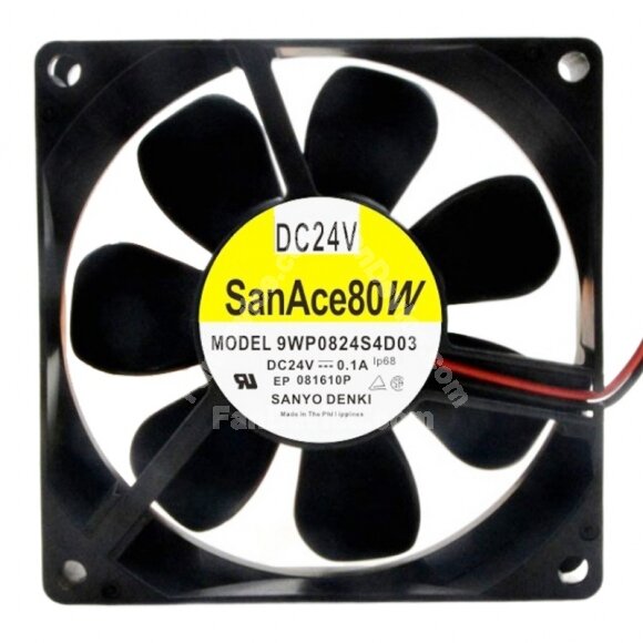 Sanyo Denki 9WP0824S4D03 DC 24V 0.1A 8025 Axial IP68 Waterproof Cooling Fan