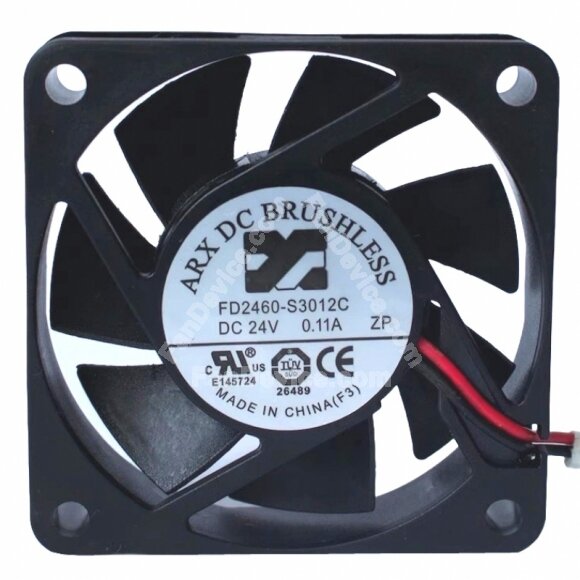 ARX FD2460-S3012C DC 24V 0.11A 2 Wires Brushless Axial Cooling Fan