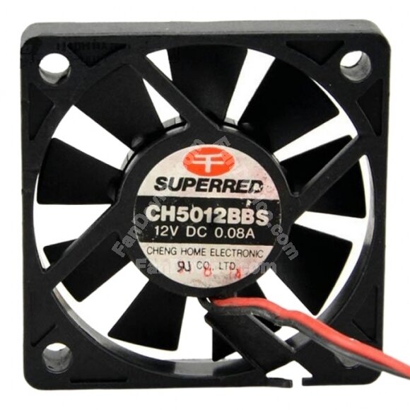 SUPERRED CH5012BBS DC 12V 0.08A 2 Wires Axial Cooling Fan