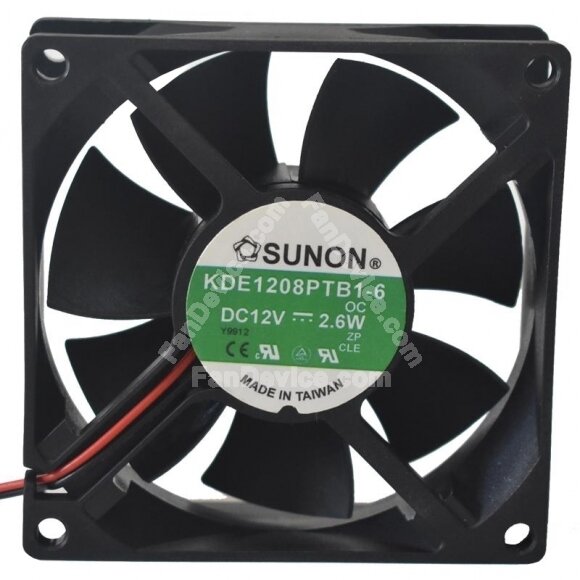 Sunon KDE1208PTB1-6 DC 12V 2.6W 2 Wires Axial Cooling Fan