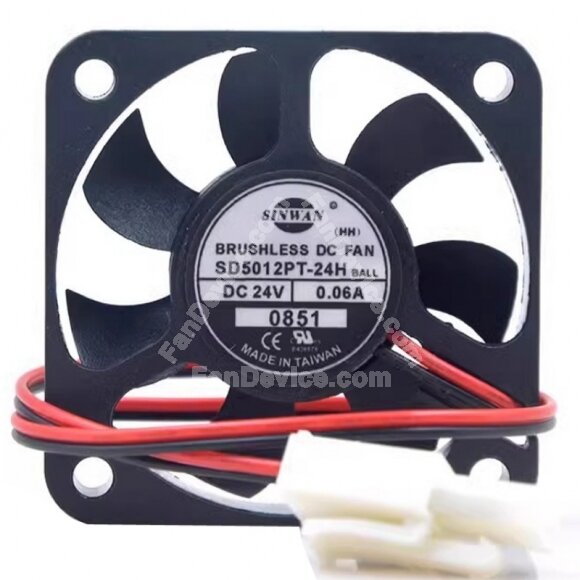 SINWAN SD5012PT-24H DC 24V 0.06A 2 Wires Axial Cooling Fan