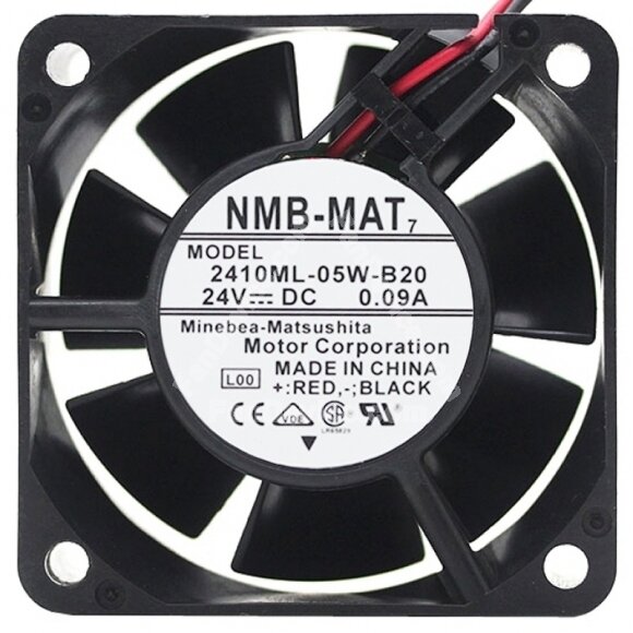 NMB-MAT 2410ML-05W-B20 DC 24V 0.09A 2 Wires 6025 Axial Cooling Fan