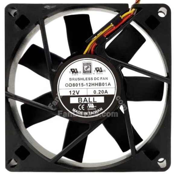 ORION OD8015-12HHB01A 12V 0.20A 2 / 3 / 4 Wires Cooling Fan