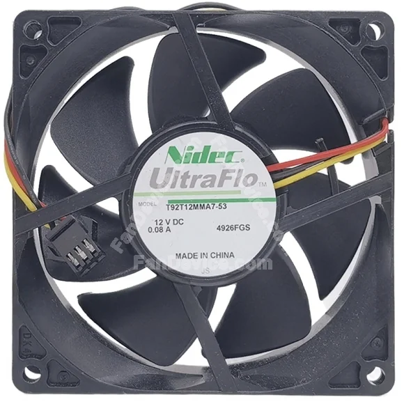 Nidec T92T12MMA7-53 12V 0.08A 2 / 3 Wires Axial Fan