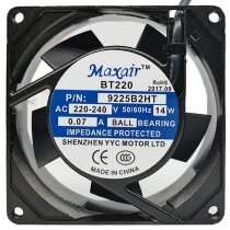 Maxair 9225B2HT 220-240V 0.07A 14W 2 Wires Cooling Fan