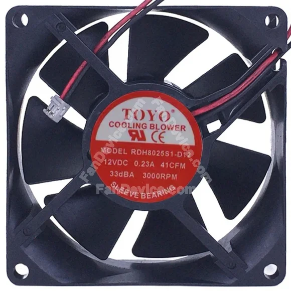 TOYO RDH8025S1-D12 12V 0.23A 2 Wires 41CFM Cooling Fan