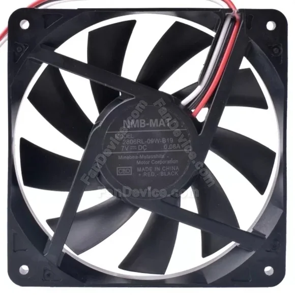NMB-MAT 2806RL-09W-B19 DC 7V 0.08A 3 Wires Axial Cooling Fan