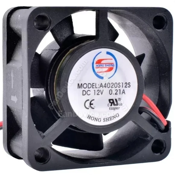 HONG SHENG A4020S12S 12V 0.21A 2 Wires Axial Cooling Fan