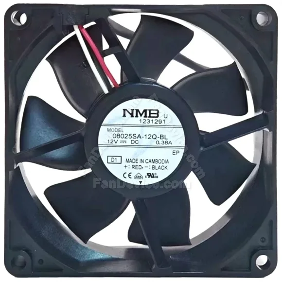 NMB 08025SA-12Q-BL DC 12V 0.38A 3 Wires Axial Cooling Fan