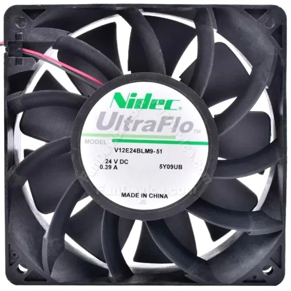 Nidec V12E24BLM9-51 DC 24V 0.39A 2 Wires Axial Cooling Fan