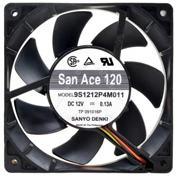 Sanyo 9S1212P4M011 DC 12V 0.13A 3 / 4 Wires Axial Cooling Fan