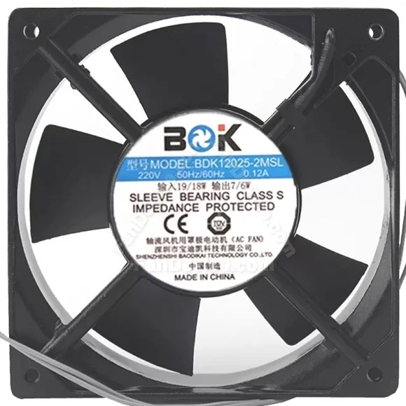 BOK BDK12025-2MSL 220V 0.12A Sleeve Bearing Impedance Protected Cooling Fan