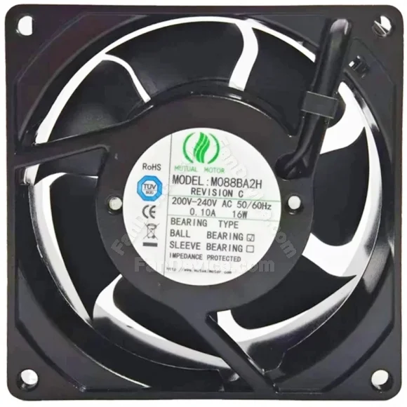 MUTUAL MOTOR M088BA2H 200V-240V 0.10A 16W 2 Wires Ball Bearing Cooling Fan