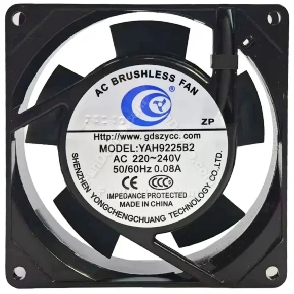 YAH YAH9225B2 200~240V 0.08A 2 Wires Impedance Protected Cooling Fan