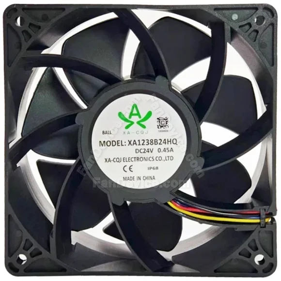 XA-CQJ XA1238B24HQ 24V 0.45A 4 Wires Ball Bearing Cooling Fan