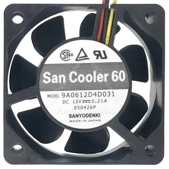 Sanyo 9A0612D4D031 DC 12V 0.21A 3 Wires Axial Cooling Fan