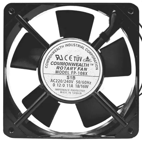 COMMONWEALTH FP-108X S1B 220/240V 0.12/0.11A 18/16W Impedance Protected Cooling Fan