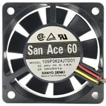 Sanyo 109P0624J7D01 DC 24V 0.14A 3 Wires Axial Cooling Fan