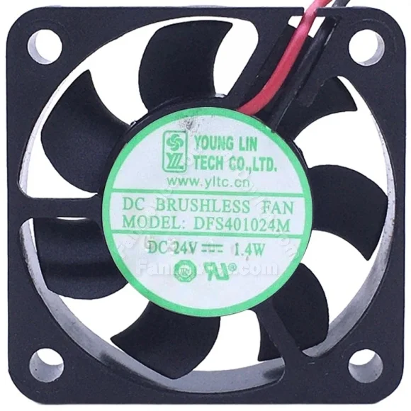 YOUNG LIN DFS401024M 24V 1.4W DC Brushless 2 Wires Axial Cooling Fan