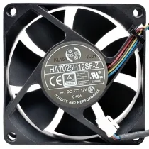 HONG HUA HA7025H12SF-Z DC 12V 0.40A 4 Wires Axial Cooling Fan