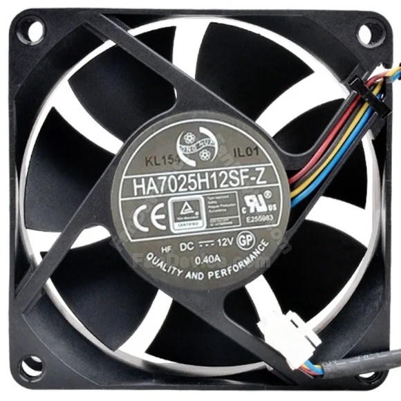 HONG HUA HA7025H12SF-Z DC 12V 0.40A 4 Wires Axial Cooling Fan