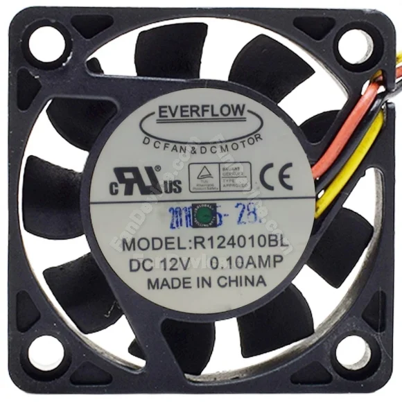EVERFLOW R124010BL DC 12V 0.10AMP 3 Wires Axial Cooling Fan