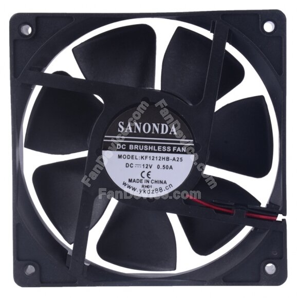 SANONDA KF1212HB-A25 DC 12V 0.50A 2 Wires Brushless Axial Cooling Fan